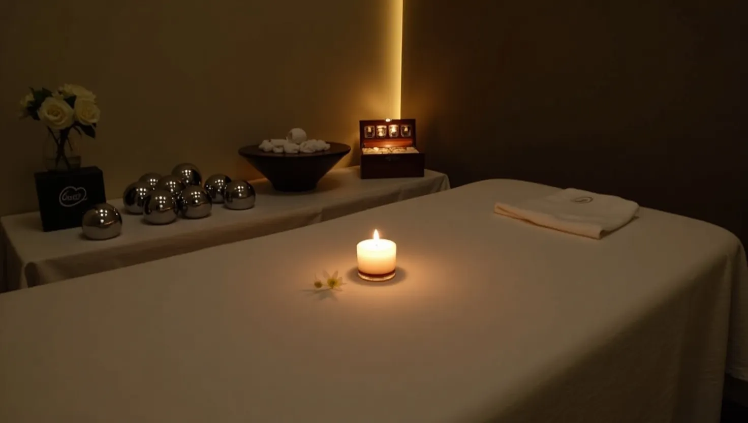 Candle-lit massage room at Le Pavot Spa, Sheraton Abu Dhabi